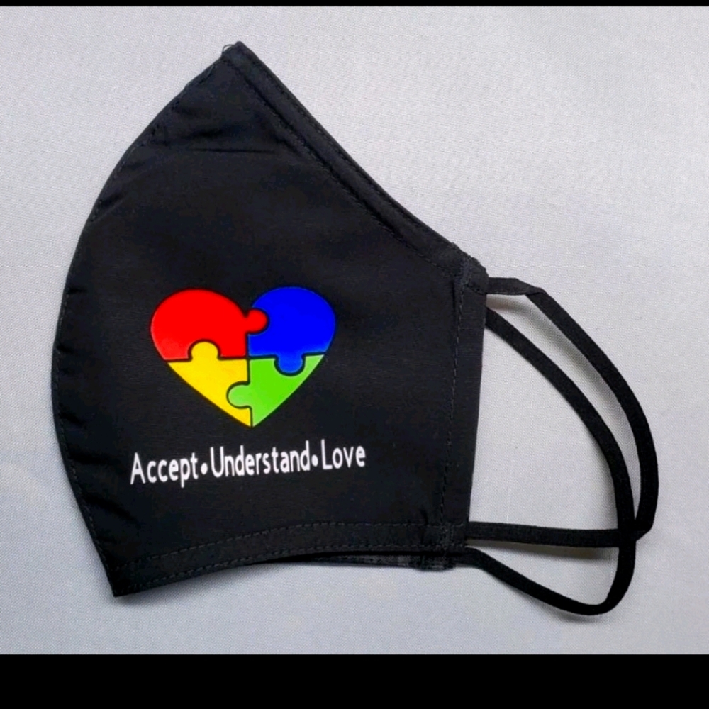 Custom autism facemask with heart